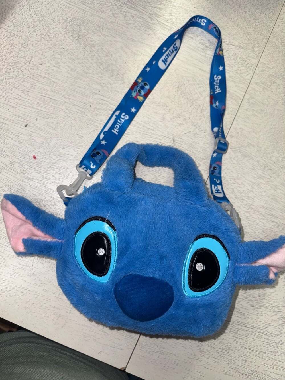 Disney Stitch Plush Crossbody Shoulder Bag Blue Fuzzy